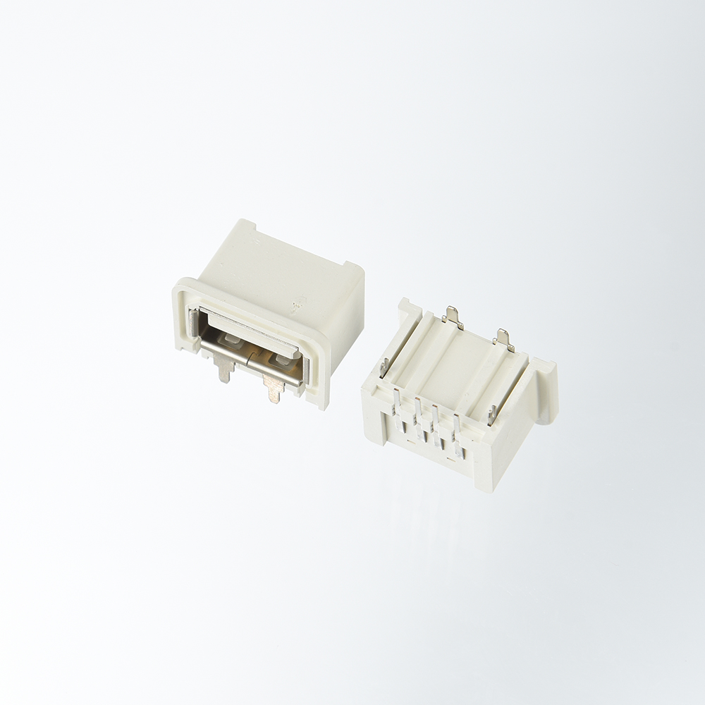 USB 2.0 A/F 90°DIP TYPE  简易防水 ，加高型